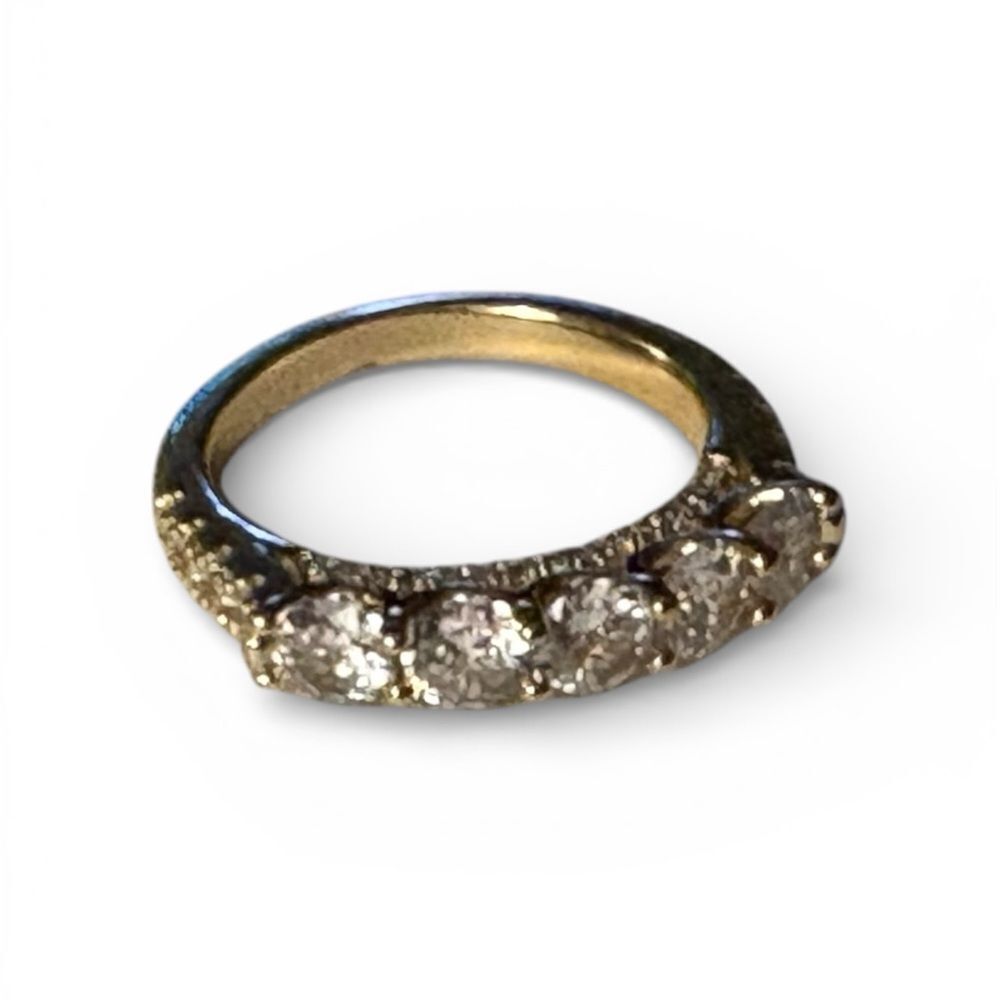 Golden Anniversary Sparkling Zircon Diamonds Wedding Band